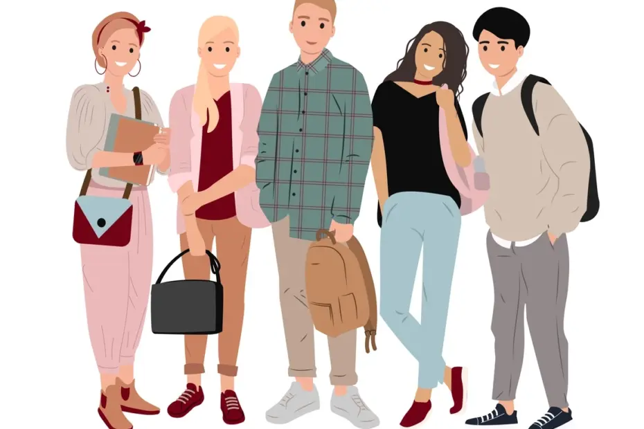 Groupe d’adolescents et étudiants